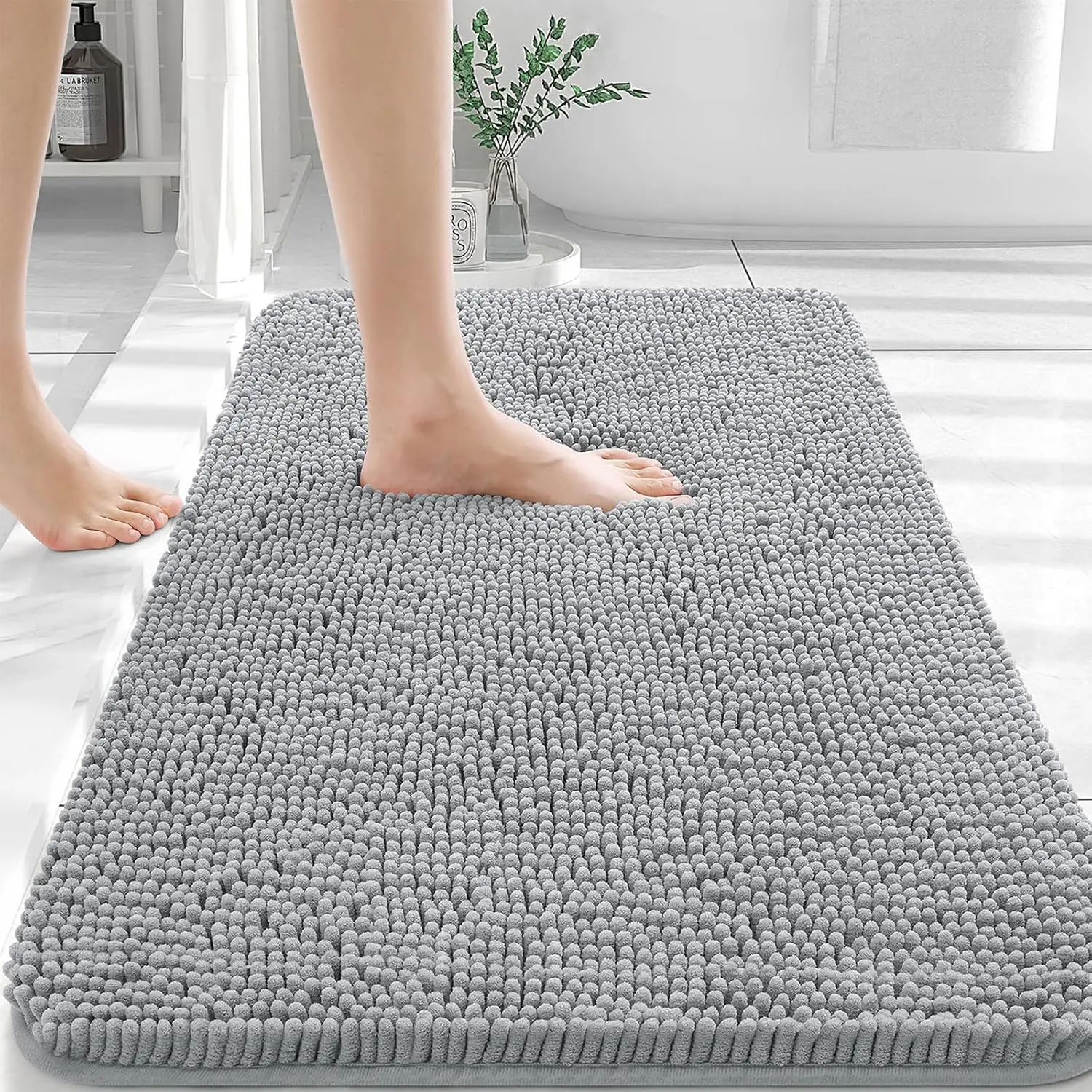 

Bathroom Rugs 30X20, Extra Soft Absorbent Chenille Bath Rugs, Rubber Backing Qui Dry, Hine Washable Bath Mats For Bathroom
