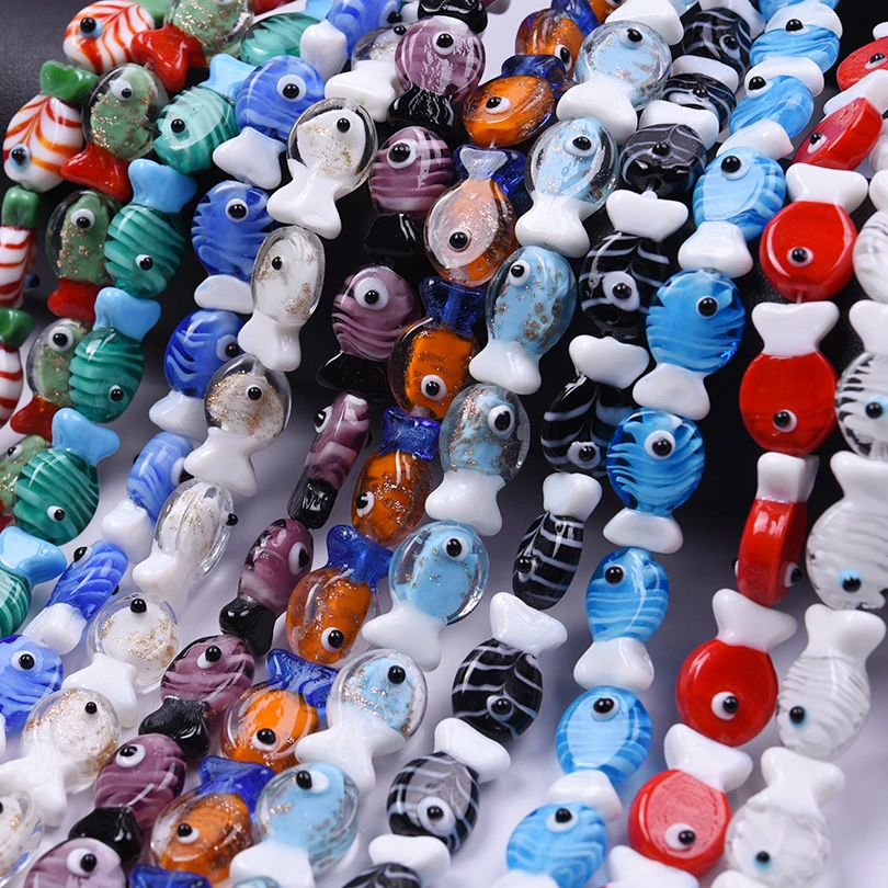 5 قطعة/الوحدة الزجاج الملون اليدوية صنع قلادة سوار إكسسوارات فضفاض خزر عازل النحل الأسماك جراد البحر كراب مجوهرات المواد #2