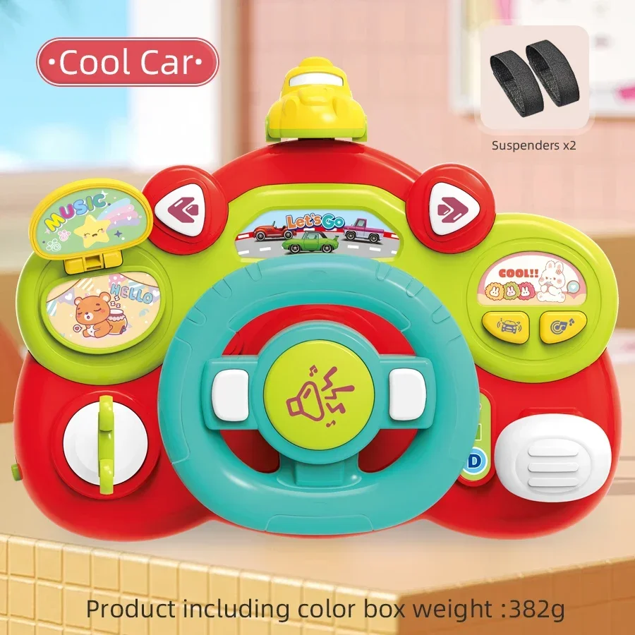 Volante elettrico di simulazione multifunzionale con musica di guida Passeggino Apprendimento Giocattolo per bambini Regalo per l'educazione precoce
