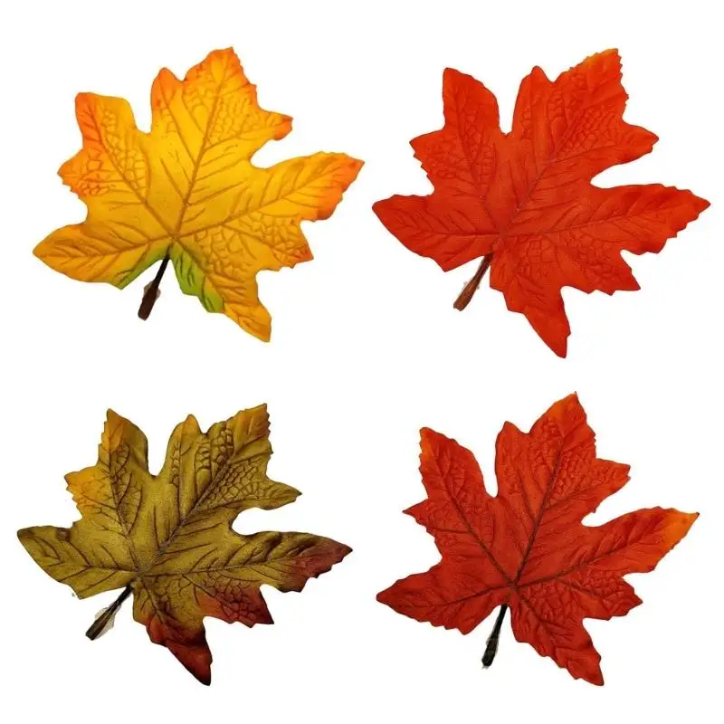 

G6KF 10PCS Bright Fabric Maple Leaf Cutouts Fall Party Decoration Supplies