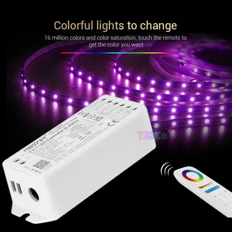 Imagem -04 - Miboxer-rgb Rgbw Rgbcct em Kit de Controlador de Tira Led Dmx512 Mais Cct Interruptor Dimmer 12v 24v dc Max15a 2.4g rf Controle Remoto