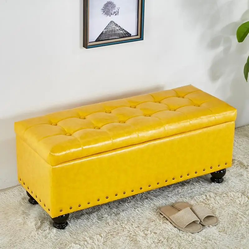 

European Bedside Sofa Ottomans Bench for Sitting Shoe Changing Stool Shoe Cabinet Storage Fitting Room Solid Wood Storage Box