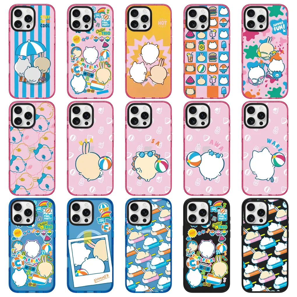 

Cute Summer Pink Blue Acrylic Border Magnetic Phone Case Cover for IPhone 16 15 14 13 12 Pro Max Case