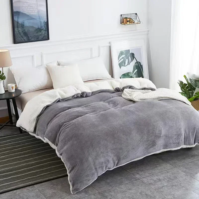 JUSTCHIC Solid Color Winter Thicken Berber Fleece Flannel Duvet Cover King Size Adult Kid Comforter Cover Bedding Home Decor