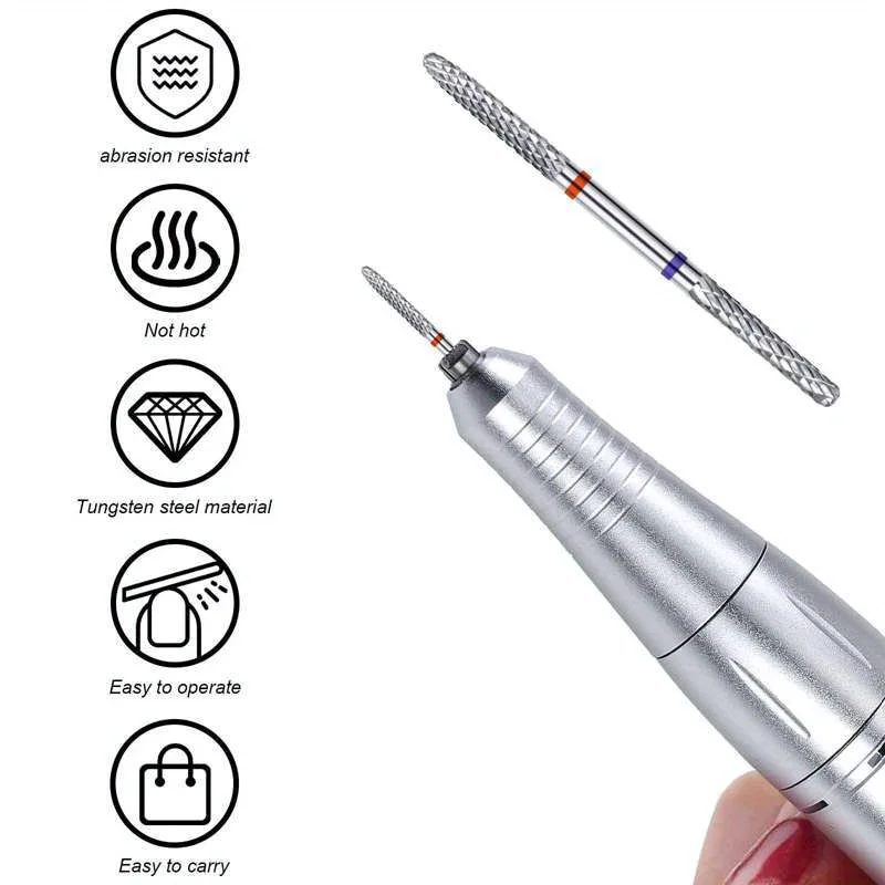 Multifunctionele boor onder de nagel Dubbele uiteinden Wolfraamcarbide scherpe nagelgel Verwijder exfoliatorpeeling