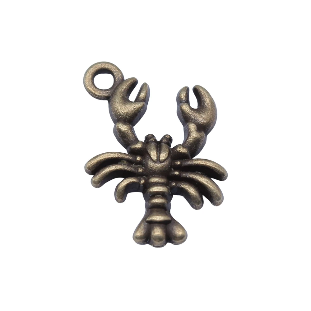 WYSIWYG 20pcs 19x14mm Shrimp Charms For Jewelry Making DIY Jewelry Findings Antique Silver Color Alloy Charms Pendant