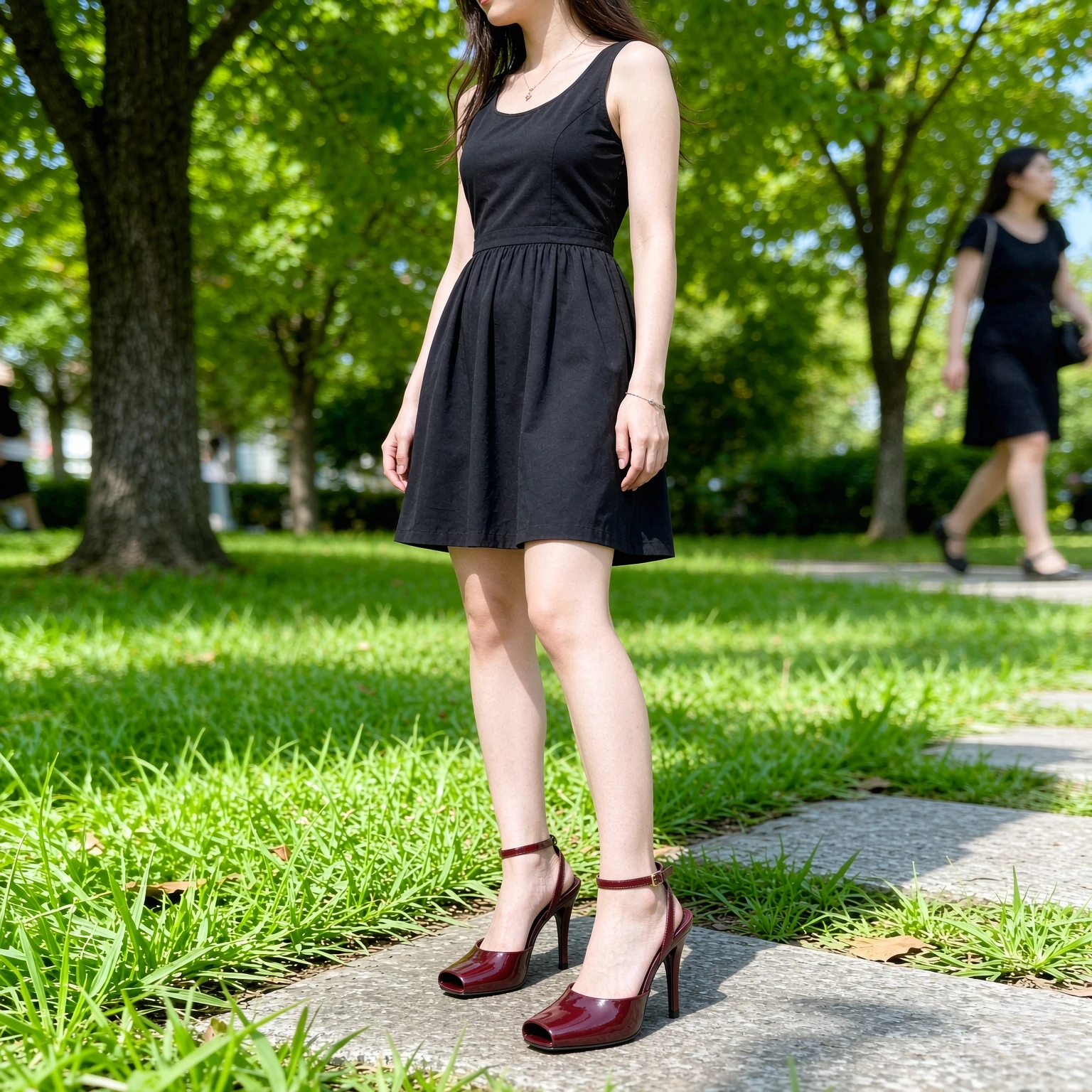 2026 New Square Toe Small Fish Mouth Straight Buckle with Slim High-heeled Fashion Patent Leather Sandals with Straps for Women