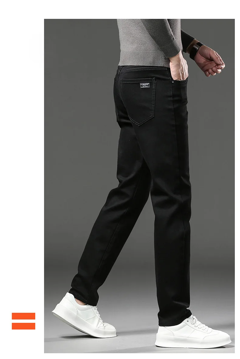 Winter Fleece Dicke Warme Jeans männer Dünne Gerade Elastische Denim Hosen Casual Männliche Kleidung Mode Plüsch Hosen – Detail 11