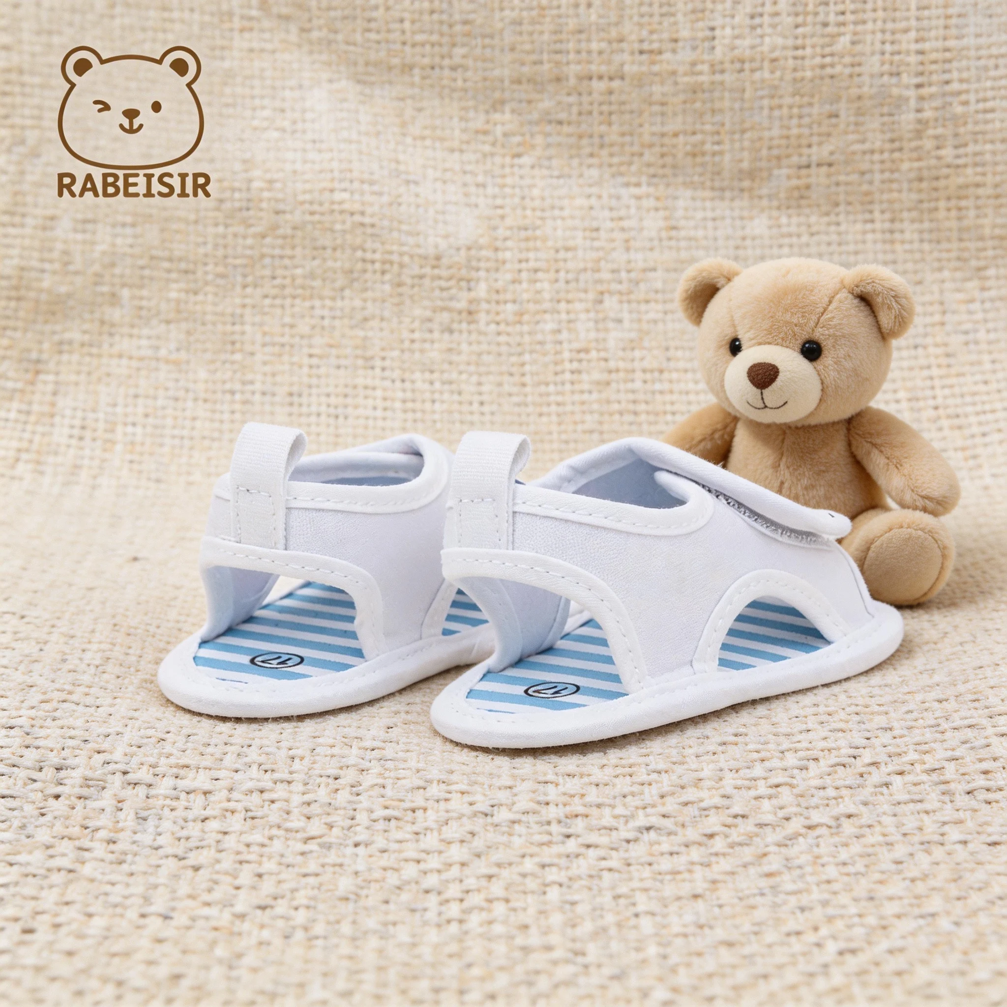 0-18 Months Baby Boy Shoes Cartoon Car Print Velcro Open-Toe Soft Sole Walking Shoes