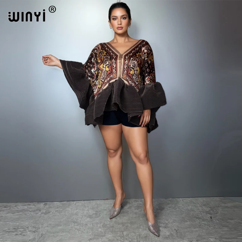 WINYI Women's Africa Pleated Elastic Casual Top Kawaii Jacket Summer Clothes Beach Cover up T-Shirts Evening Dress