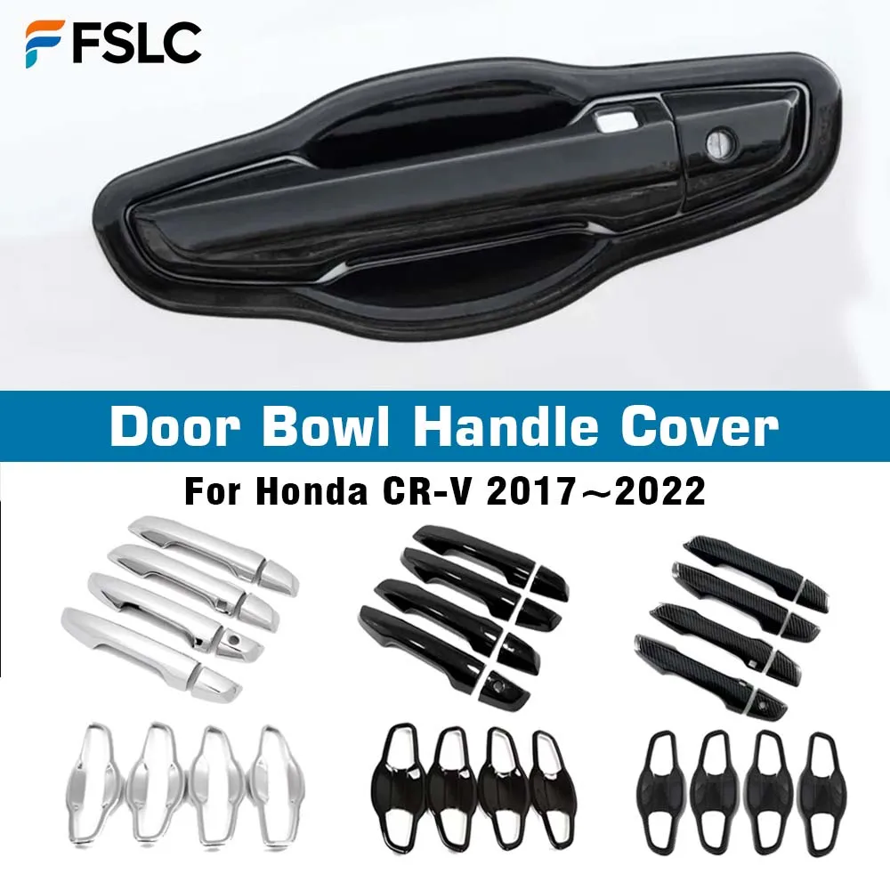 

Car Decoration Door Bowl Handle Cover For Honda CR-V 2017-2022 Carbon Fiber Chrome Silver Glossy Black Cars Accessories