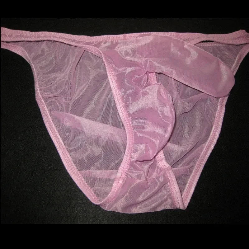 Slip transparent rose Sexy pour hommes, culotte taille basse en maille élastique, DJ Club Bar, fête privée FKK, spectacle en direct, sous-vêtements de danse