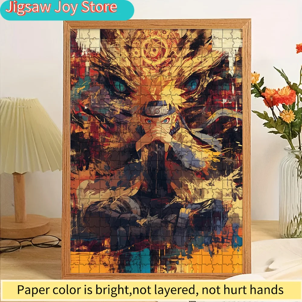 

Anime Naruto Uzumaki Naruto & Kurama Nine Tails Seal Abstract Art Scene Paper Puzzle, Premium Thick Paper Material, High Definit