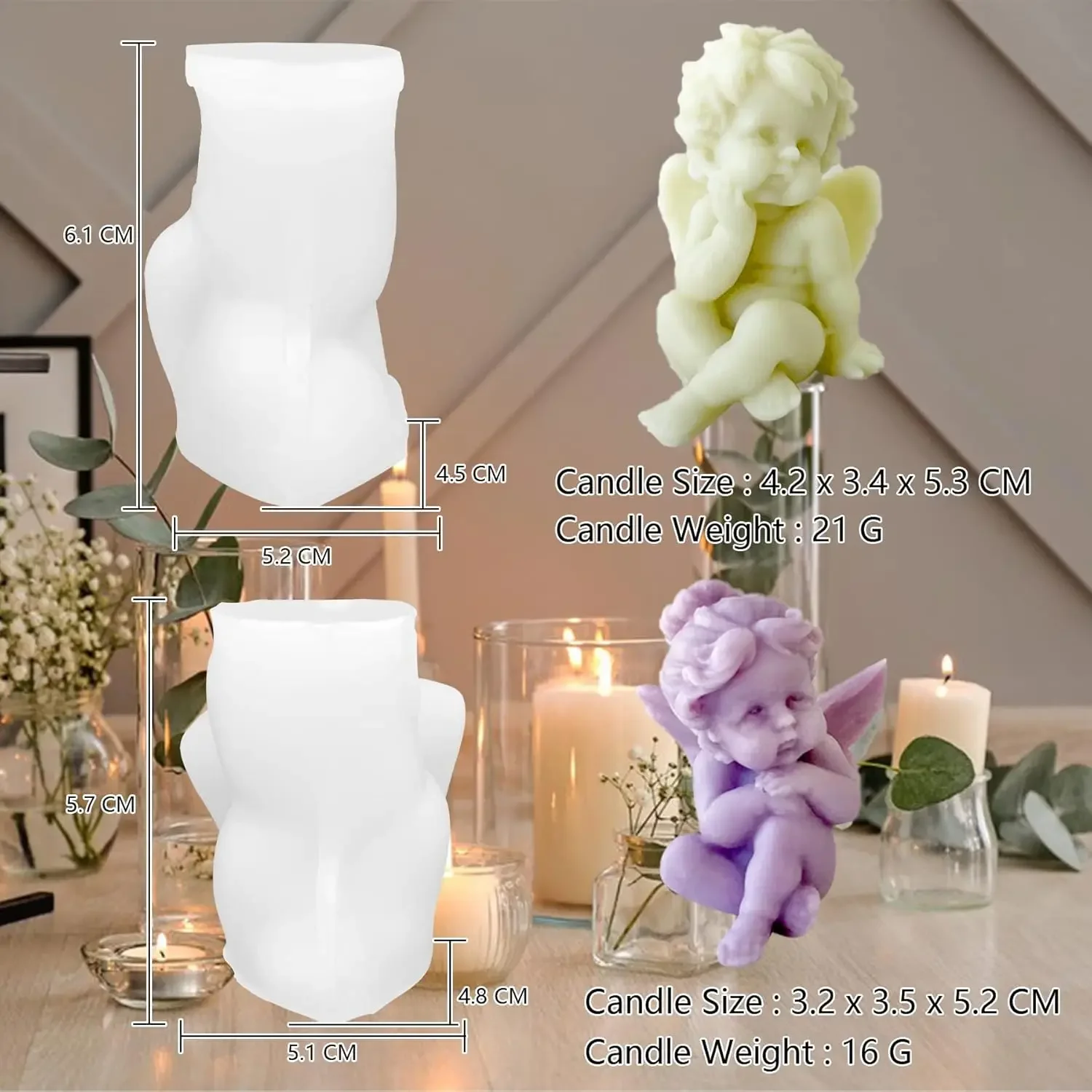 3d Little Angel Candle Silicone Molds Cupid Craft Plaster Decoration Angel Doll Scented Candle Molds Diy Epoxy Resin Molds