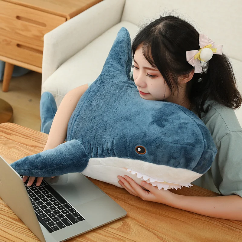 Oreiller en peluche baleine requin Gaint, gris, bleu, rose, beurre en peluche, coussin chaud HDPillow, jouets de canapé, décoration de la maison, 30-120cm