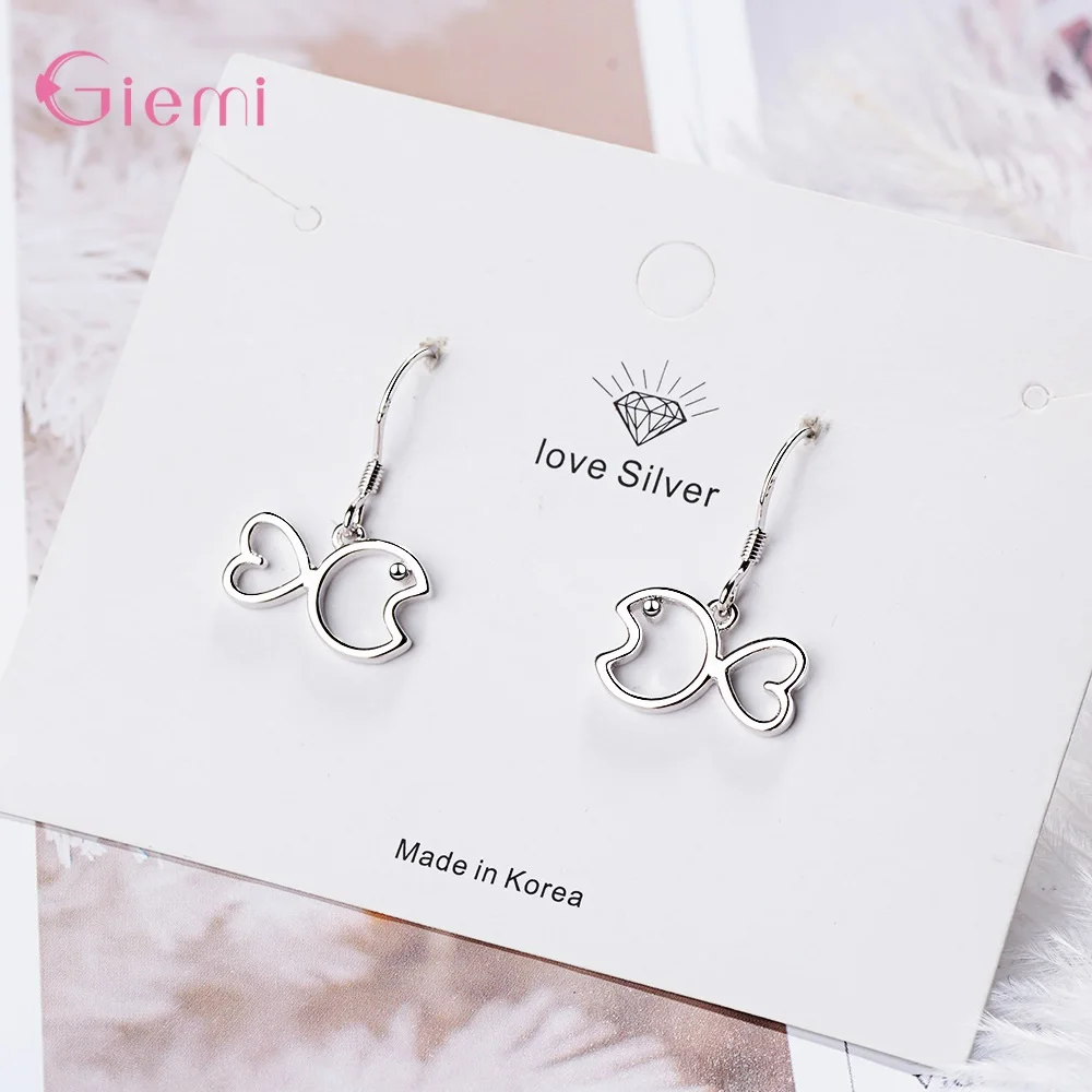 Neue trend ige Sterling Silber Schmuck für Frauen Mädchen niedlichen kleinen Fisch Design Französisch Haken Ohrringe schöne Geburtstags geschenke