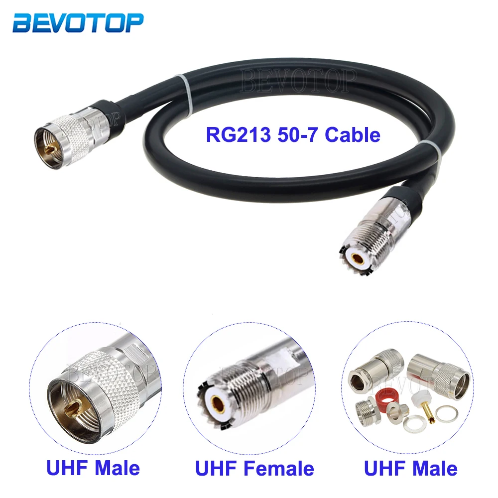 

RG213 Cable PL259 UHF Male to UHF Male SO239 Jack 50 Ohm Low Loss Pigtail Extension Jumper for CB Radio Ham Radio FM Transmitter