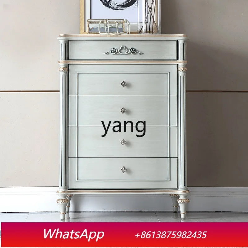 

LH French light luxury bedroom bedside storage stand cabinet solid wood carving flower drawer locker