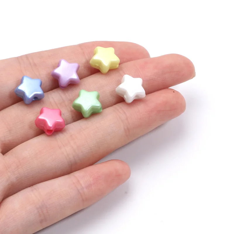 Perline acriliche 10mm 50 pezzi perle di colore misto a forma di stella per gioielli che fanno orecchini catene del telefono regalo del Festival