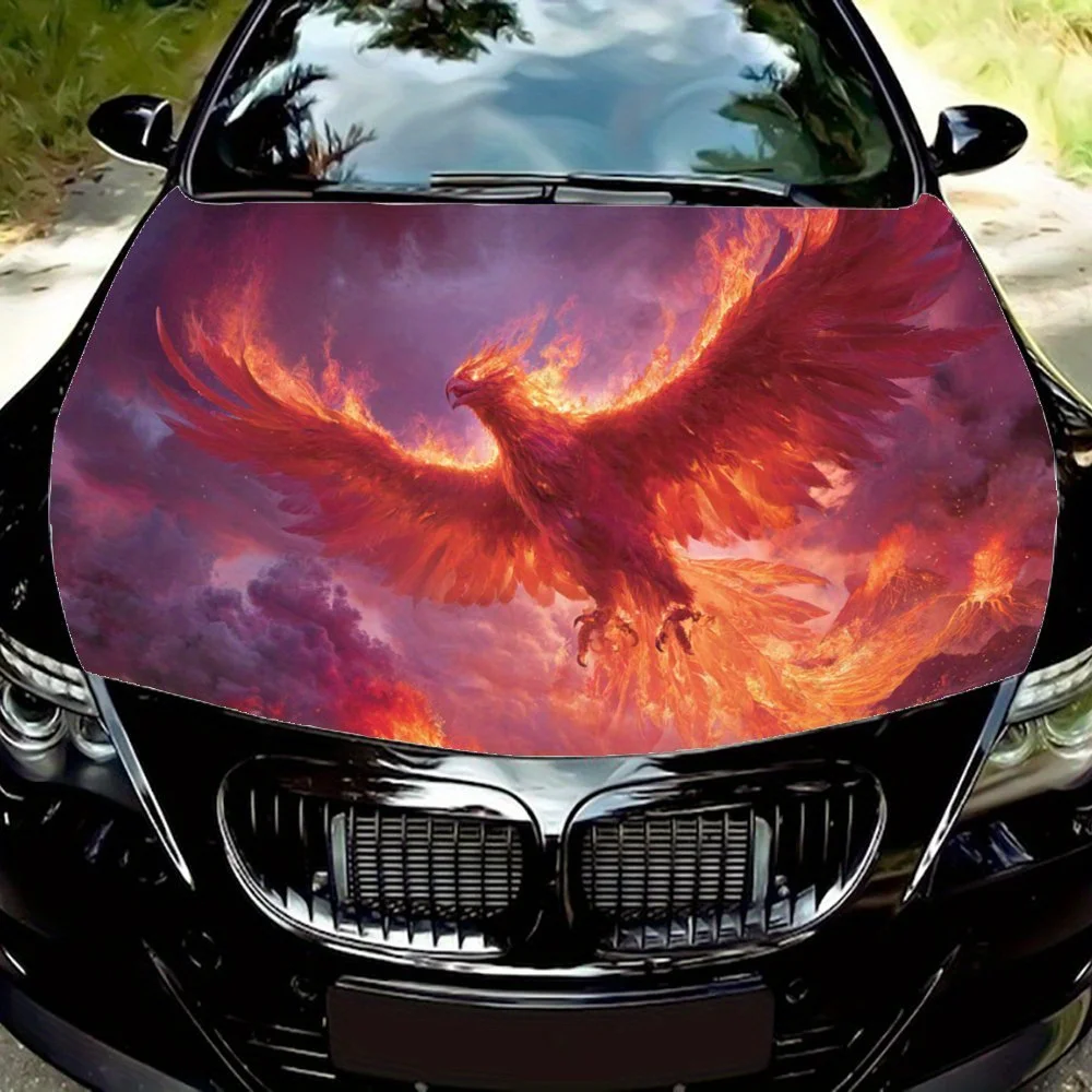 فينيكس مع غطاء محرك السيارة الرائد الناري غطاء محرك السيارة الفينيل يلتف ملصق ، ملصق حماية خارجي للسيارات ، سيارة ذاتية اللصق مقاومة للماء p