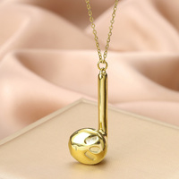 Stainless Steel Vacation Bluetooth Headphones Charm Necklace 14K Gold Plated Pendant Choker Jewelry Women Party Daily Wear