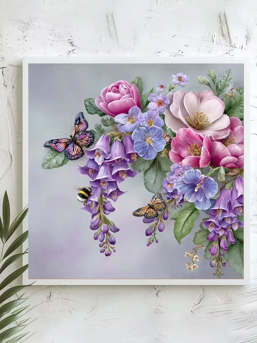 1 Stück 40x40 cm/15,74 Zoll, 11CT/14CT Kreuzstich-Set, DIY Valentinstagsgeschenk, Stickerei-Set für Festivals, Blumen – Detail 1