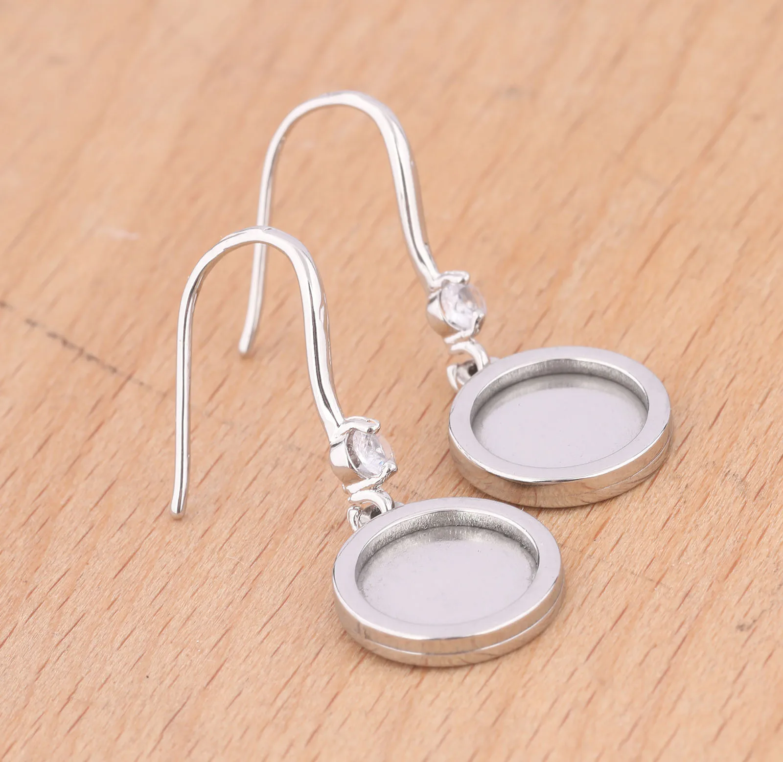 6pcs Stainless Steel Gold Plated Cabochon Earring Base Settings