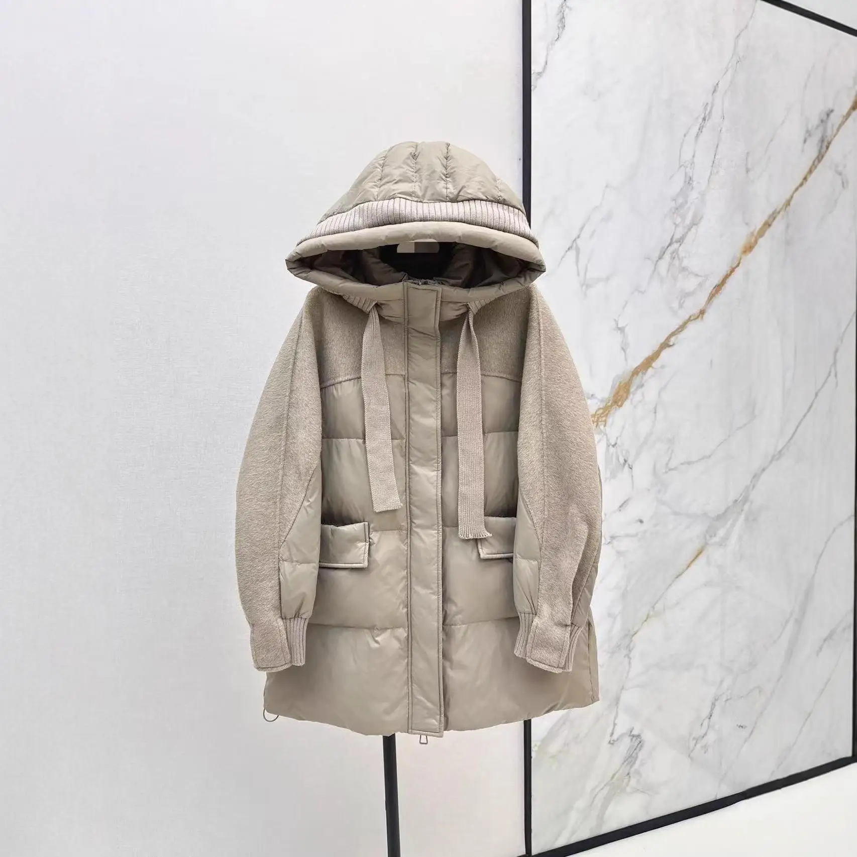 

Slimming Tweed Loose Fit down Jacket Mid-Length Fashionable Autumn Early Spring New Style without Hood Thick Warm Ultra-Short