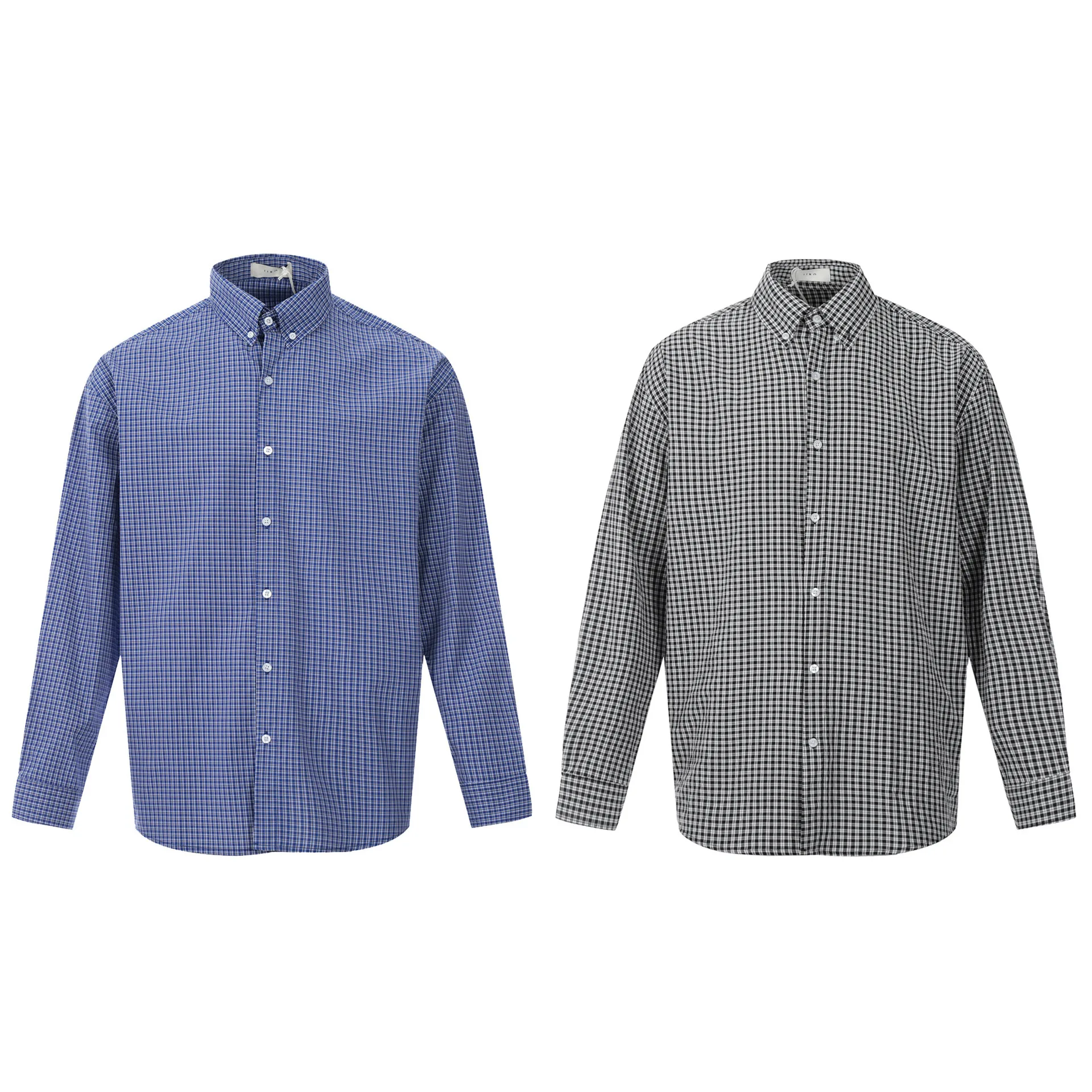 

American Retro Plaid irt Men's Casual Loose Long Sve Turn-down Collar Oversize Trendy Youth Cotton Workwear Autumn