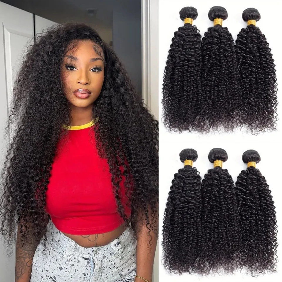 

Наборы бразильских натуральных кудрявых волос Kinky Curly (24, 26, 28 дюймов, 3 шт. в комплекте) 100% необработанные натуральные волосы для чернокожих женщин