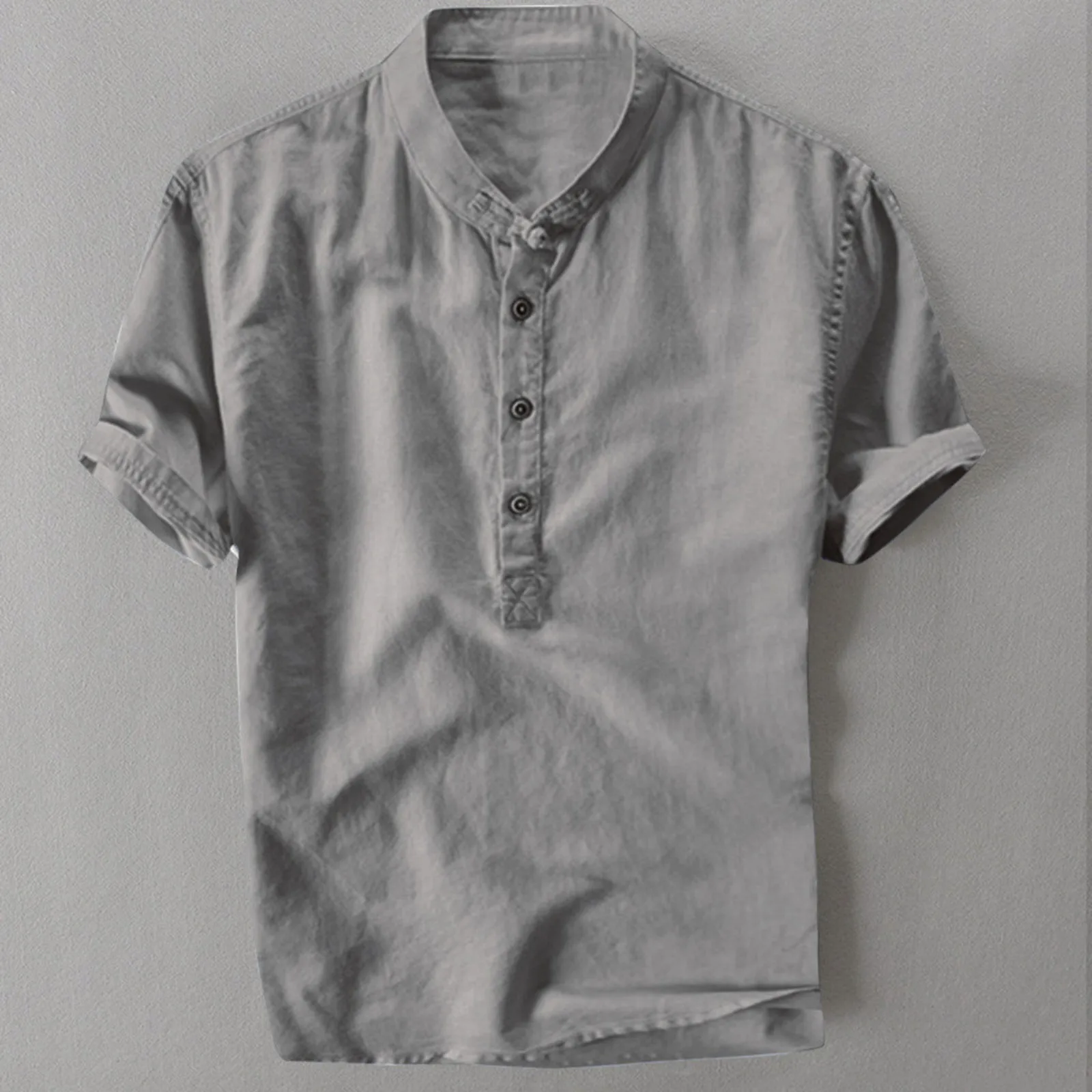 

Men's Casual Blouse Cotton Linen Shirt Loose Tops Short Sleeve Summer Shirt Spring Thin Cool And Breathable Handsome Shirts