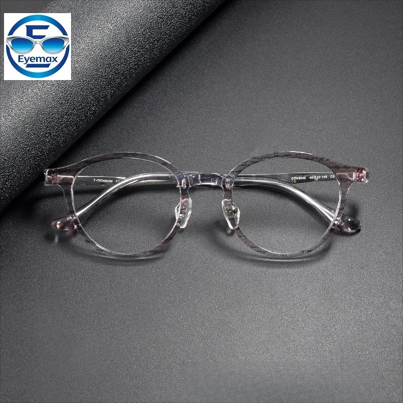 2026 New Lightweight Acetate Front Titanium Temple Eyewear Fashion Round Green Eyeglasses Frame for Myopia Prescription Glasses