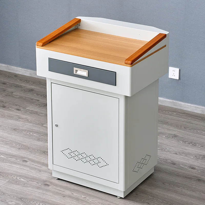 

Multimedia podium steel wooden classroom computer desk school training table teacher desk with drawers speech