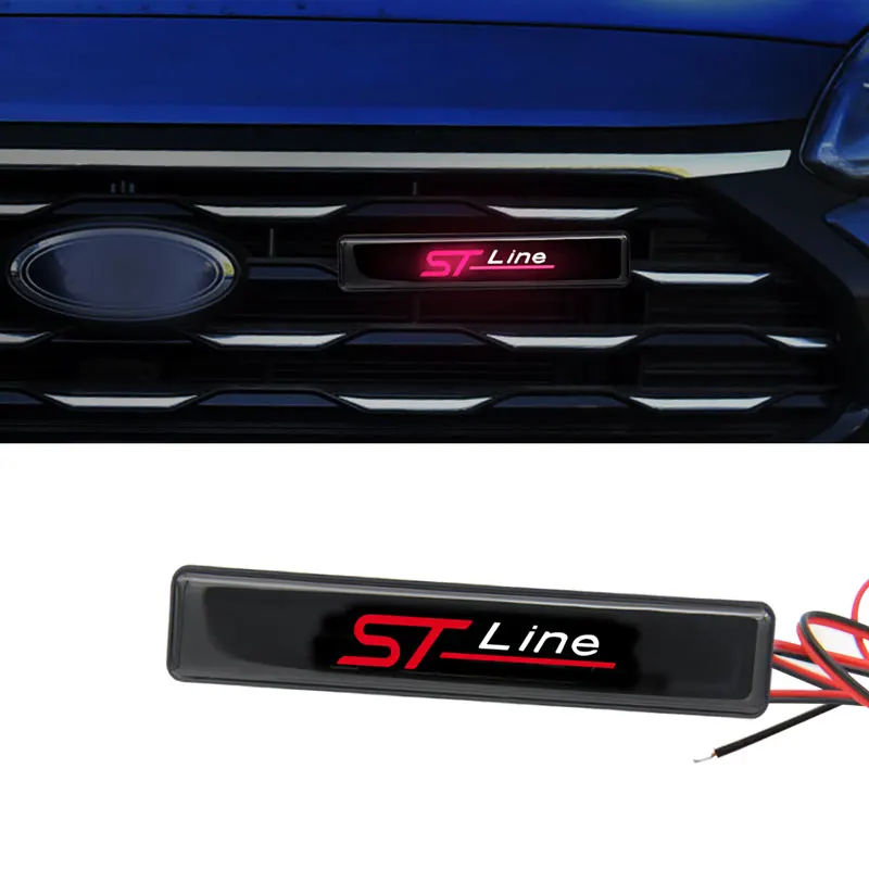 Car Accessories Lights LED Front Hood Grille ST Line Emblem Badge Decor For Ford Focus 2 3 Kuga MK3 MK4 Fiesta Mondeo