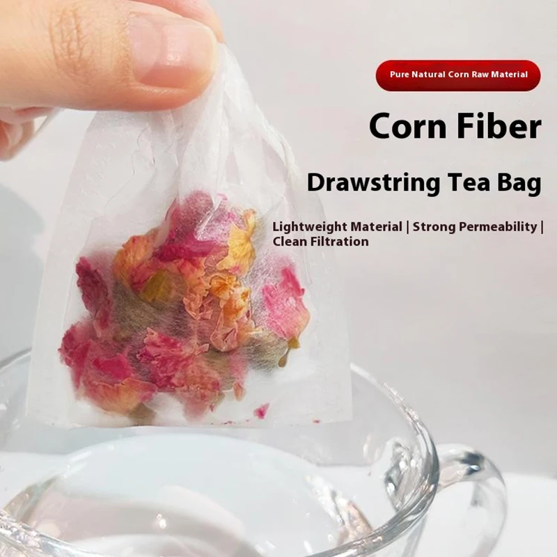 

100 Pcs Disposable Tea Bags Multi-size Non-Woven Fabric For Loose Leaf Tea Empty Drawstring Pouch Bag Iced Coffee Filter Bags