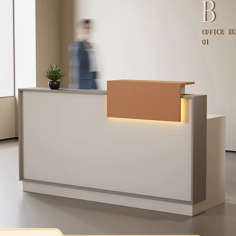 

Luxury Decor Reception Desk Professional Storage Design Cool Bar Counter Vintage Center Resepsiyon Masası Commercial Furniture