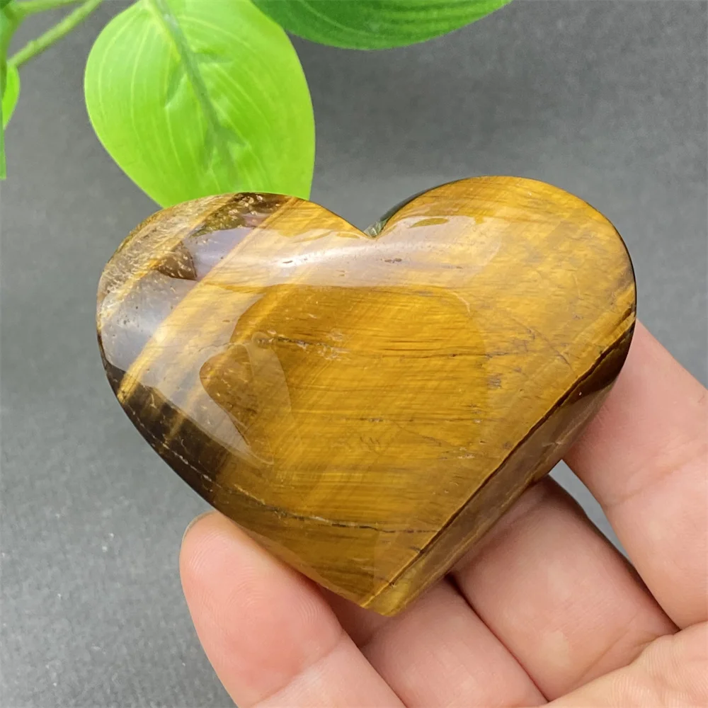 Natural Yellow Tiger Eye Stone Crystal Heart Shape Hand Polished Heart Home Decoration