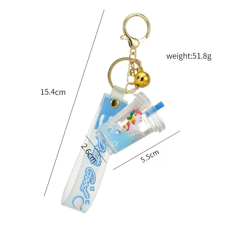 Creative liquid quicksand unicorn into oil-style key chain pendant car key chain creative couple gift