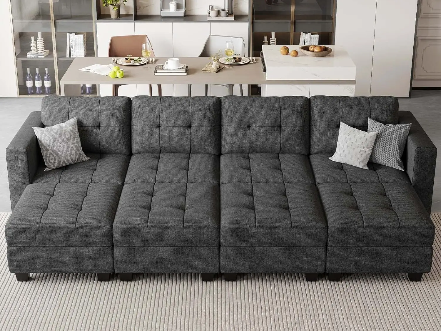 

Storage Modular Sleeper Sofa Sectional Couch with Wide Chaises Convertible Sectional Sofa Bed Modular Sleeper Sectional