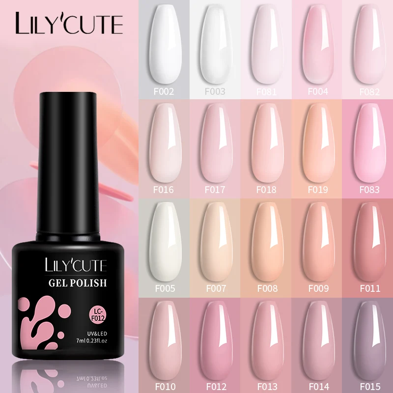 LILYCUTE 7ML Gel Nail Polish Pink Nude All For Manicure Semi Permanent Soak Off Gel UV LED Nail Art Varnish Base Top Matte Coat