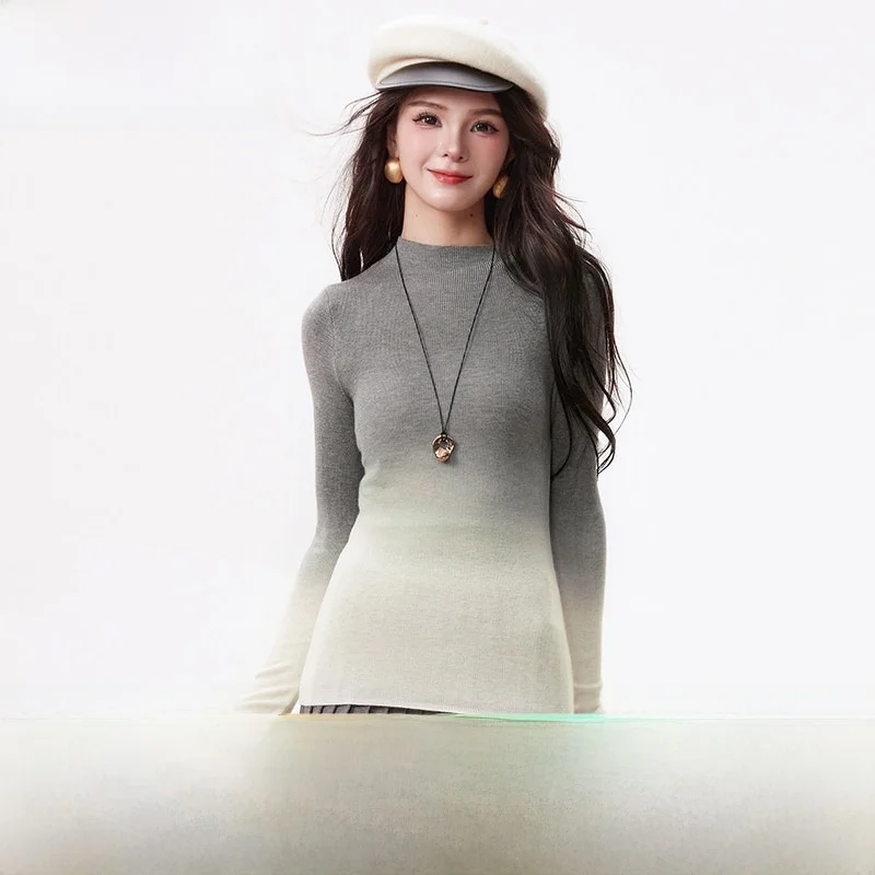 

Faionable adient Color High Elastici Women's Base Layer Sweater 9Mei MO0H002 Long Sve Overhead Winter 2025