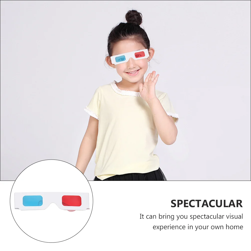 100 Pcs Party Glasses Red and 3d Anaglyph Cardboard Disposable White Movies