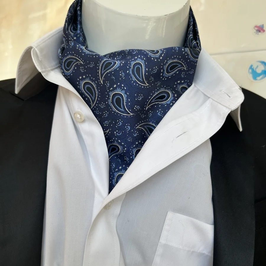 1 peçamen'sblueburgundyPerisflowerBritishstylleneckscarfadequadopara camisa formal uso diário para festas