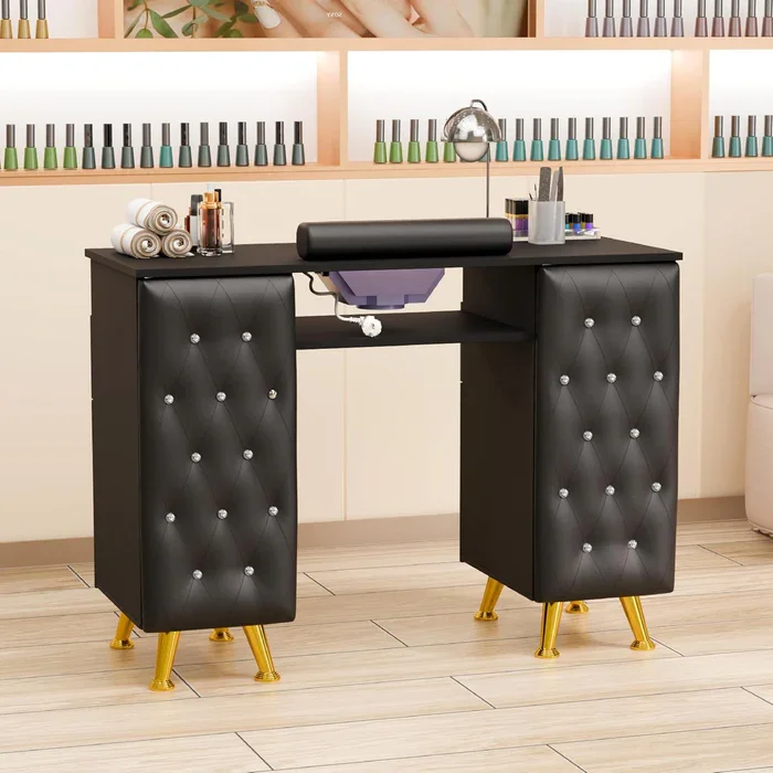 Modern Stylish Nordic Wood Manicure Table Chair Set Hot Sale Double-Layer Salon Nail Table
