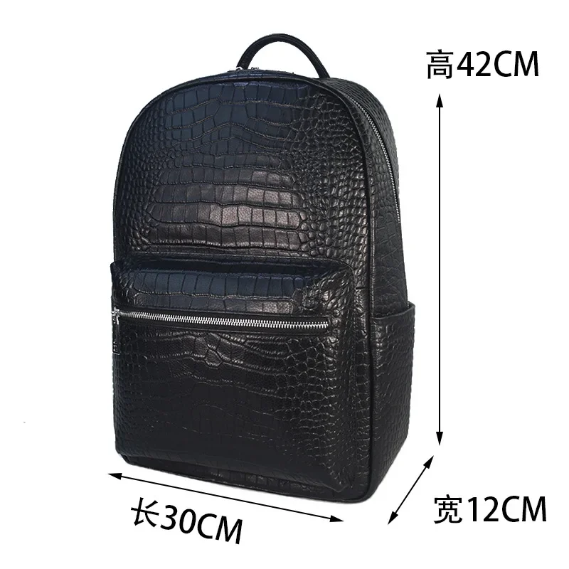 New Brand alligator Genuine Leather Men Backpacks Real Natural Leather Student Backpack Boy Luxury Business Laptop School Bag