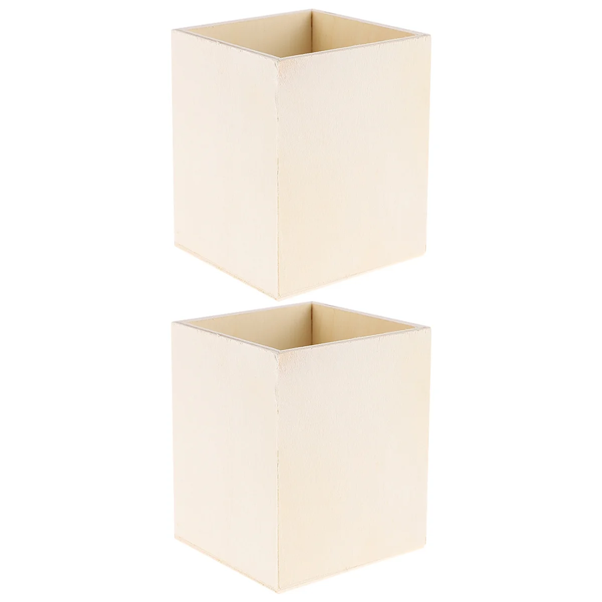 

2pcs Diy Snow Mud Wooden Pencil Holder Lightweight Simple Design Desktop Organizer For Stationery Pen Storage Office Desk