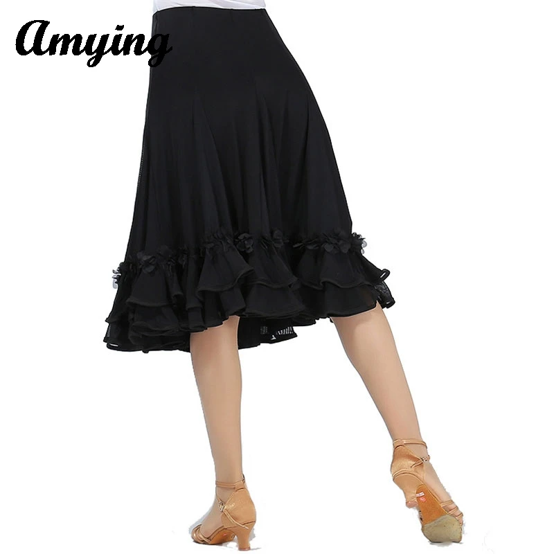 

New Modern Dance Half Skirt Elegant Latin Dance Salsa Rumba Half Skirt Square Dance Performance swing Dress Slim Practice Skirt