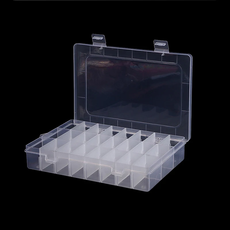 Transparent 24 Grids Storage Box Plastic Embroidery Floss Bobbins Beads Pill Storage Organizer DIY Cross Stitch Sewing Tool