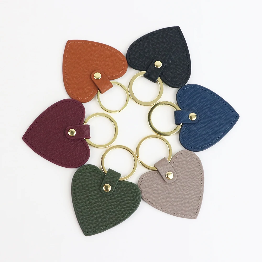 Customized Name Ins-Style Heart-Shaped PU Leather Multi-Color Simple Gift for Couples, Ladies, Bags, Car Keychains, Pendants