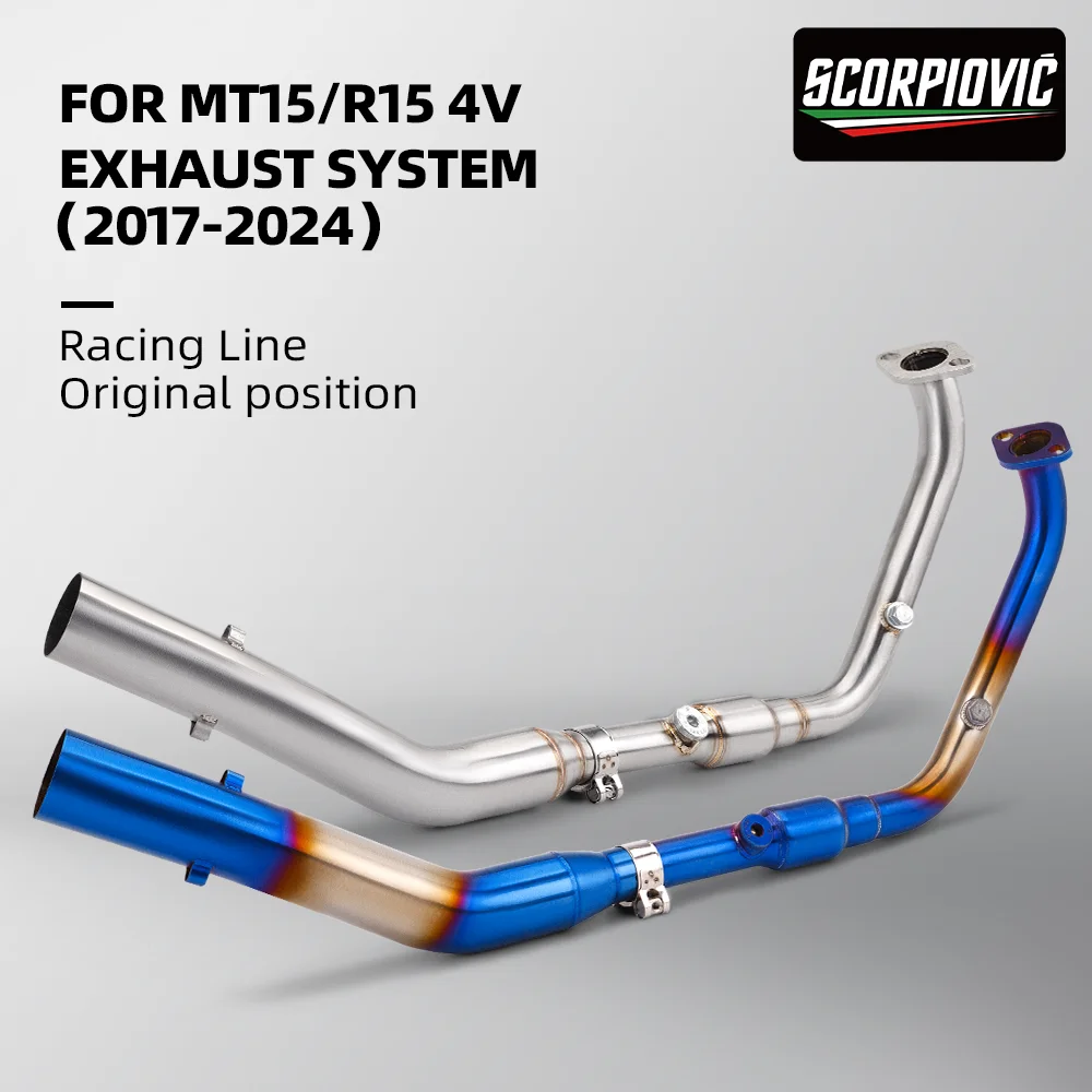 Motorcycle Exhaust System, semi-blue link pipe，upgraded accessories for YZF-R15, R125,MT-15